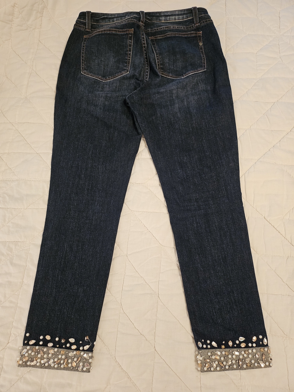 Miss Me -Ankle Skinny Jeans w/ Rhinestones & Beads Accents- Size 31 - Picture 3 of 9
